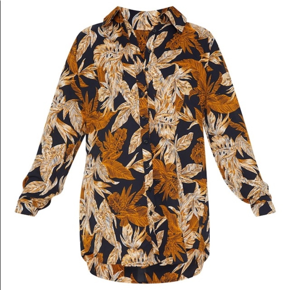PLT brown leaf swim suit cover up set